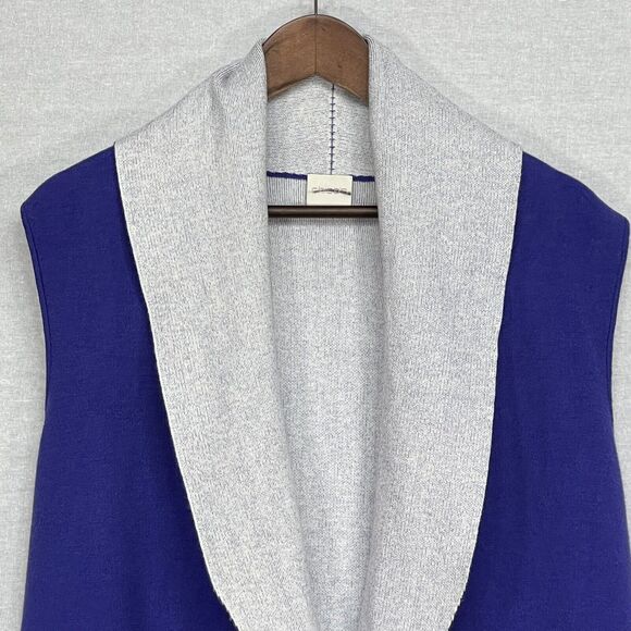 Chico's Open Front Circle Sleeveless Cardigan Sweater Blue Tight Knit - Picture 3 of 10
